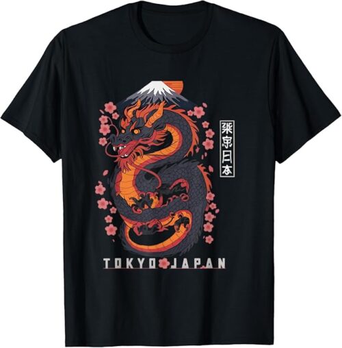 Japanese Dragon Graphic T-Shirt